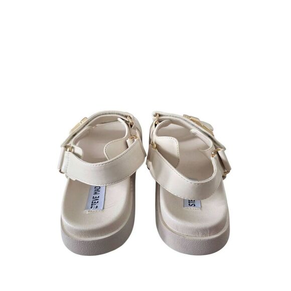 Steve Madden Slingback Sandal in Bone Size 9 Gold Detail Hook and Loop Closure - Picture 5 of 10